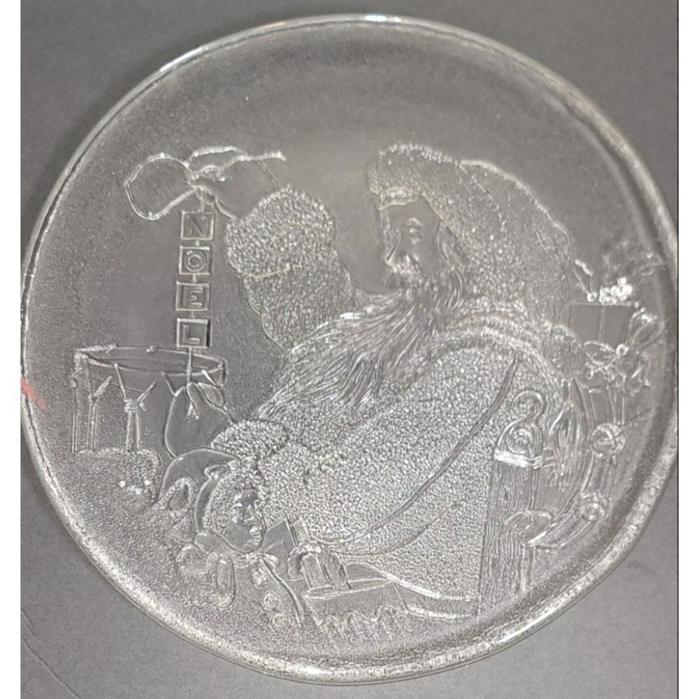 Libby 14" Christmas Etched Glass Serving Tray